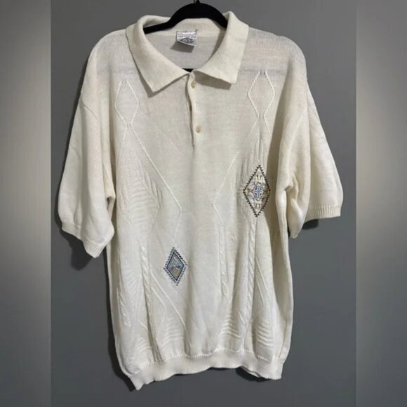 BelJohn size XL Men's Cream Short Sleeve Polo Shirt made in South Africa - Picture 1 of 6